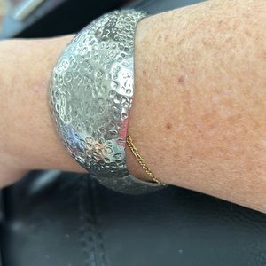 Stunning Mexican Silver Hammered Bracelet
